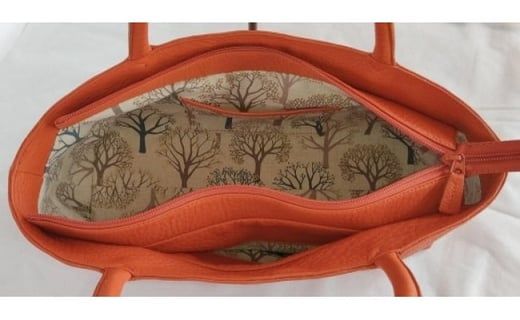 「鞄工房　香」横長トートバック　オレンジ FAA3033