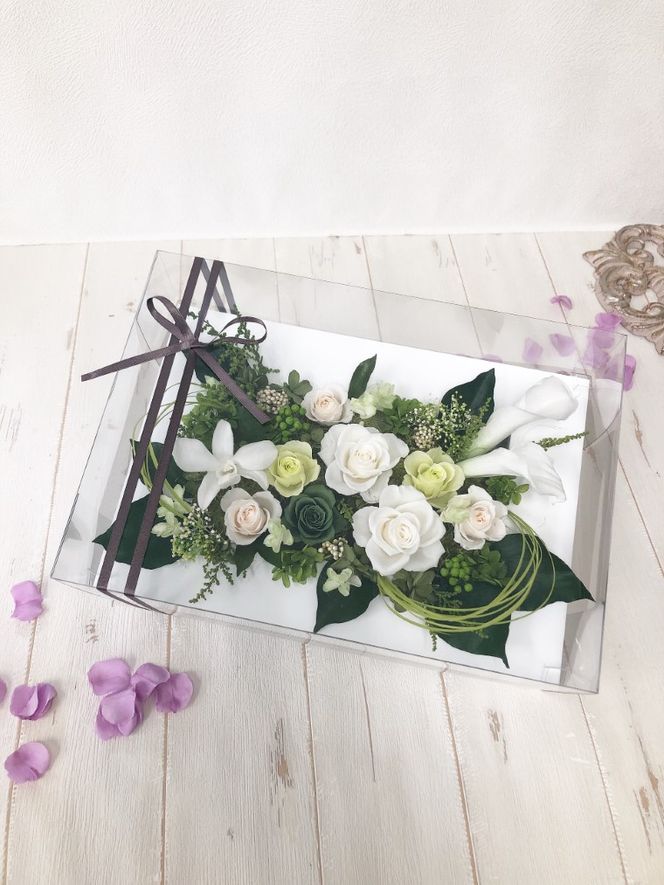 AJ074-2 プリザーブドフラワーアレンジ【レーヴ】春日部市 シュガーパイン