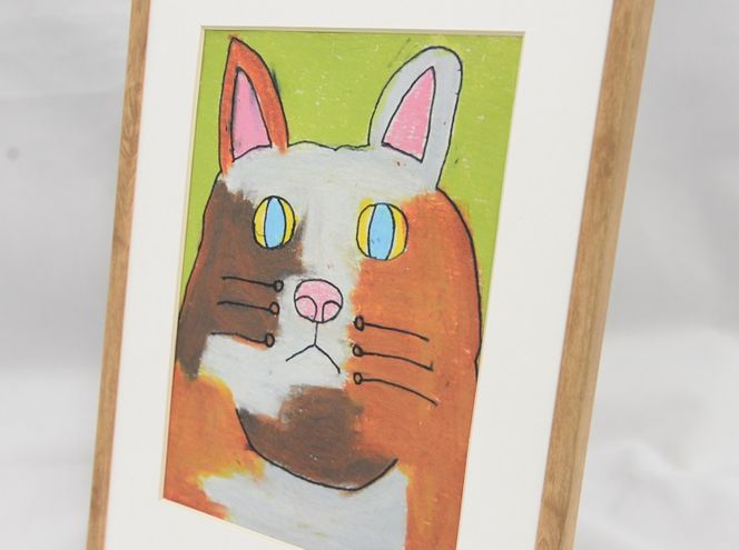 【障がい者アート】スズキタカヒロ作「みけのねこ」ミニ絵画010-008