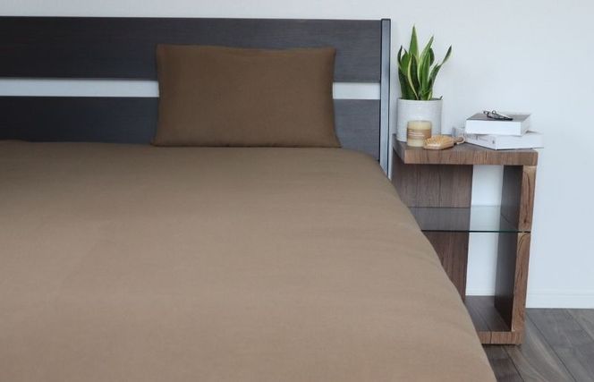 G1939 【tissu de coton/ダブルガーゼ】泉州南部織 シングルフラットシーツ 1枚（ブラウン）