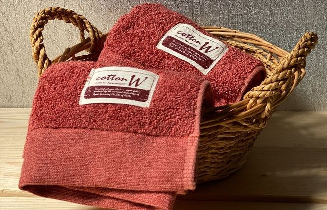 020C143 コットンＷ ハンドタオル 12枚（レッドブラウン）【泉州こだわりタオル】【泉州タオル 国産 吸水 普段使い 無地 シンプル 日用品 家族 ファミリー】