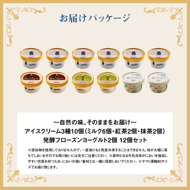 【無添加】北海道 アイスクリーム3種×10個（ミルク・紅茶・抹茶）とフローズンヨーグルト×2個セット【11039】