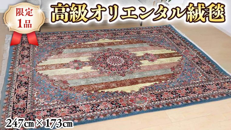 【限定1品】 ペルシャ絨毯 ウール シルク 手織り ラグマット カーペット／ 高級 リビングサイズ 247×173cm 高品質 じゅうたん ラグ  （FL-22001) 繊細 メダリオン 花柄 ダイニング 寝室 書斎 和室 床暖房 ホットカーペット対応 じゅうたん ラグ ハンドメイド 伝統工芸  ...