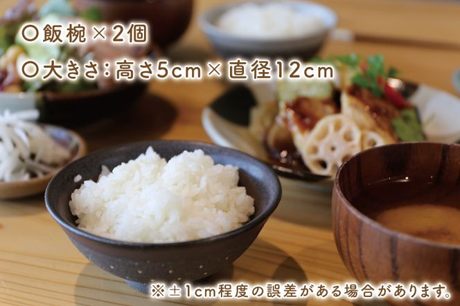 AS002-9　益子焼　ドット柄飯椀ペア(白地黒釉×黒地黒釉)