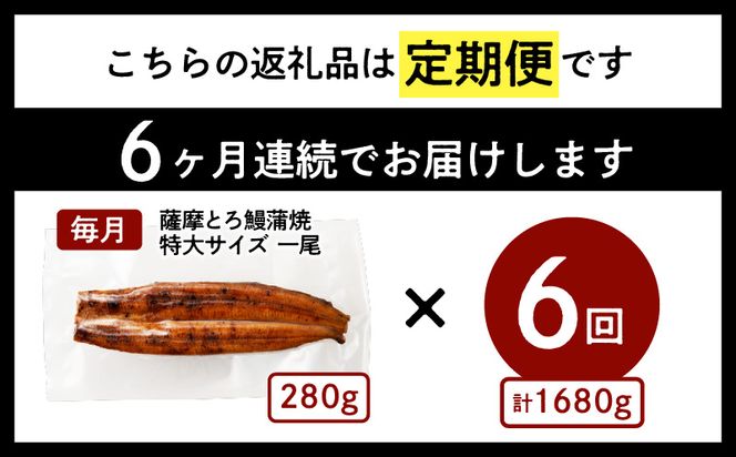 【全6回定期便】薩摩大とろ鰻蒲焼特大サイズ一尾　K190-T03
