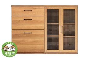 トラクト ガラス扉＋チェスト＋120天板 NA 【食器 キャビネット 家具 国産 組み合わせ 収納家具 完成品】(H060642)