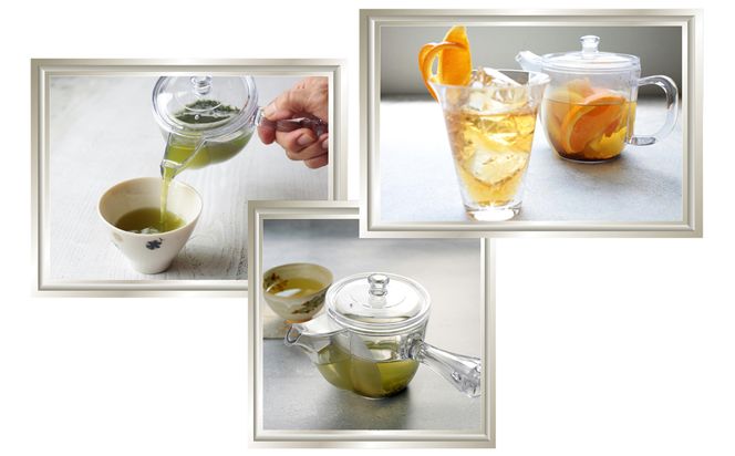 K2308 大人気【割れない透明急須シリーズ3種セット】野口熊太郎茶園限定ロゴ入り