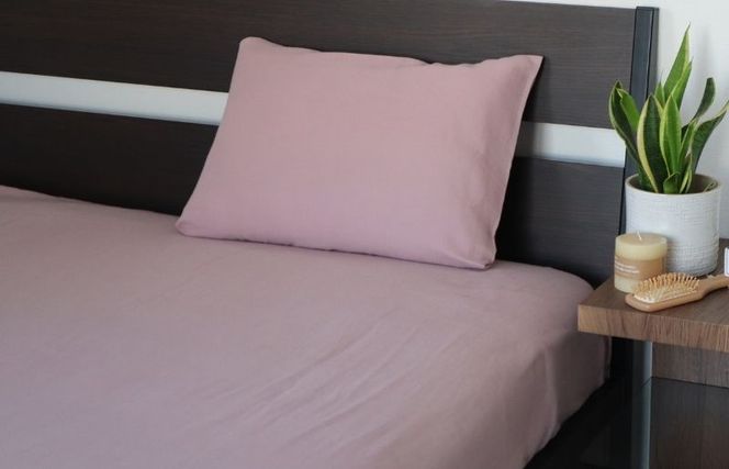 G1937 【tissu de coton/ダブルガーゼ】泉州南部織 シングルフラットシーツ 1枚（くすみ桜）