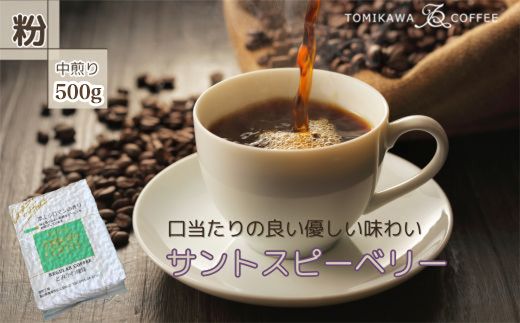 [粉]サントスピーベリー500g 自家焙煎コーヒー豆専門店とみかわ 富山 魚津 ※北海道・沖縄・離島への配送不可