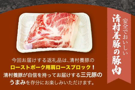 ローストポーク用肩ロース 1kg 清村養豚《60日以内に出荷予定(土日祝除く)》 豚 肉 冷凍 ブロック 塊 熊本県御船町---sm_fkyrpro_60d_22_13000_1kg---