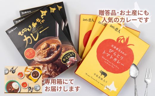 びらとり和牛カレー中辛・びらとりトマトカレーセット（各３箱） ふるさと納税 人気 おすすめ ランキング 和牛カレー 中辛 トマトカレー カレー トマト とまと 北海道 平取町 送料無料 BRTH022