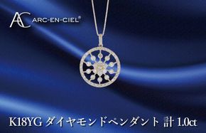 J049-2 アルカンシェル K18YGダイヤペンダント ダイヤ計1.00ct【鑑別書付き ジュエリー プレゼント ギフト ファッション アクセサリー 贈り物 贈答 お祝い 記念日】