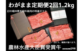 39-1436　わがまま定期便　 幻の相州黒毛和牛肩肉 1.2kg 年に2回お届け！