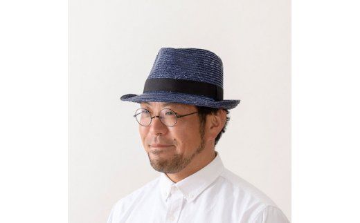 AN028-1 春日部市伝統工芸品 田中帽子店　麦わら中折れハット　ノア　ブルー　1点(UK-H005-M-BL)