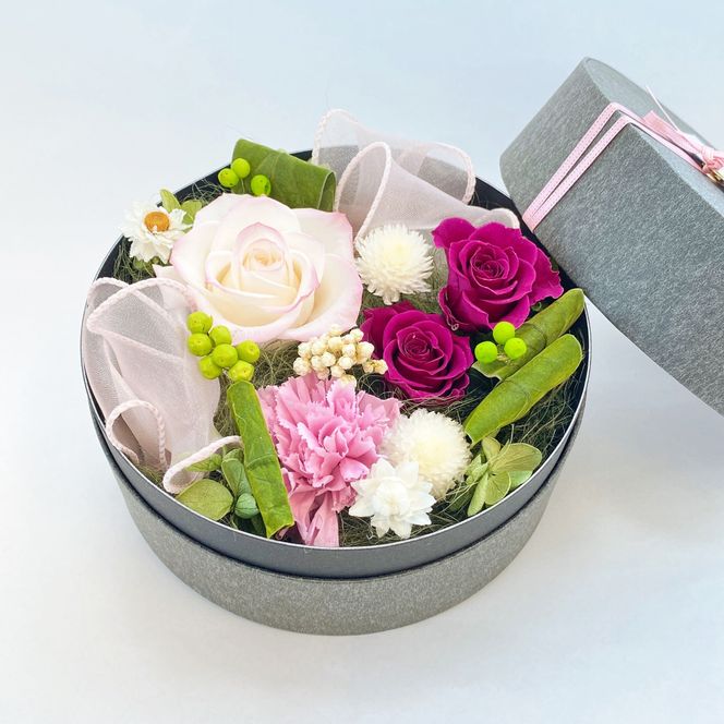 AJ075-1 プリザーブドフラワーアレンジ【レガロ/ボルドー】春日部市 シュガーパイン