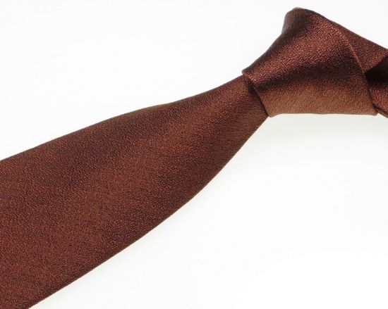 郡内織物「富士桜工房」シルクネクタイ『燻』梨地無地 柿渋色 FAA1044