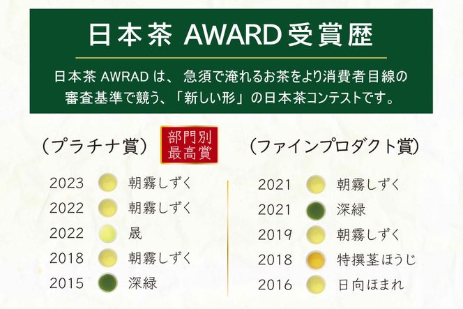 お茶 茶葉 プラチナ賞受賞茶 5本 セット 晟 70g×1本 深緑 100g×2本 朝霧しずく 80g×2本 [谷岩茶舗 宮崎県 日向市 452061004] セット 煎茶 釜炒り茶 緑茶 釜王 新緑 朝露しずく 晟