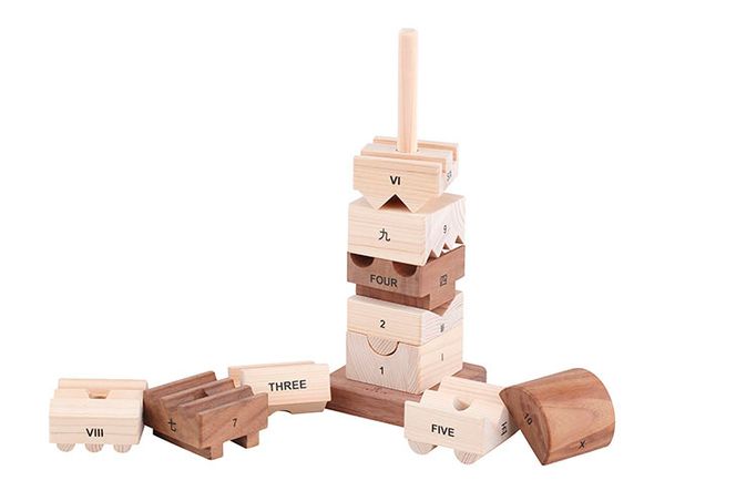 木製 積み上げタワー型おもちゃ ナンバータワー【檜のおもちゃ ＩＫＯＮＩＨ】 ≪桧 おもちゃ ヒノキ ひのき 木育 知育≫