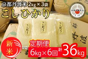 【定期便】令和6年産 新米 京都丹波米こしひかり 6kg(2kg×3袋)× 6回 計36kg◆ 米 6kg 6ヶ月 白米 6回定期便 ※精米したてをお届け 米・食味鑑定士厳選 コシヒカリ 京都丹波産 ※北海道・沖縄・離島への配送不可 ※2024年10月上旬以降順次発送予定