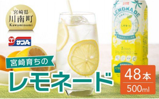 サンA 宮崎育ちの レモネード PET (500ml×48本) [飲料 栄養機能食品 レモン 檸檬 マルチビタミン配合 セット ジュース PET 長期保存 備蓄 送料無料] [F3030]