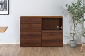 トラクト チェスト＋OP引出＋120天板 WN 【食器 キャビネット 家具 国産 組み合わせ 収納家具 完成品】(H060669)