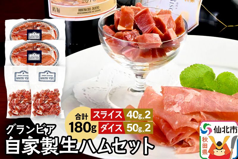 田沢湖自然ファームの グランビア自家製生ハムセット(生ハムスライス 40g×2/生ハムダイス 50g×2)計180g|02_tsf-050401