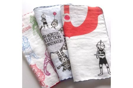 knt0003 シンジカトウ「ウルトラモンスターズハンカチ」セット【泉州タオル 国産 吸水 普段使い 無地 シンプル 日用品 家族 ファミリー】