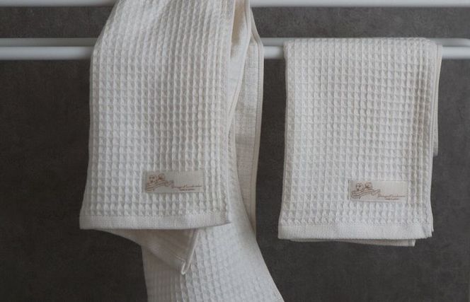 G1900 【フルオーガニックコットン】ふんわりワッフルフェイスタオル2枚