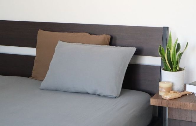 G1964 【tissu de coton/ダブルガーゼ】シングルフラットシーツ＆ピローケースセット（グレー）