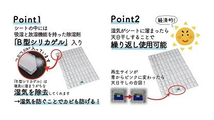 ハサミで切って使える除湿＆消臭シート