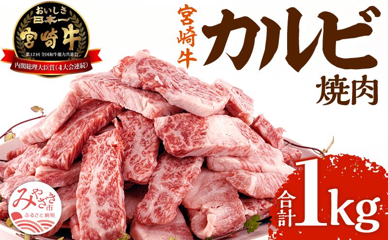 [2025年1月発送]宮崎牛 カルビ(バラ) 焼肉 250g×4パック 合計1kg_M241-006_01-jan