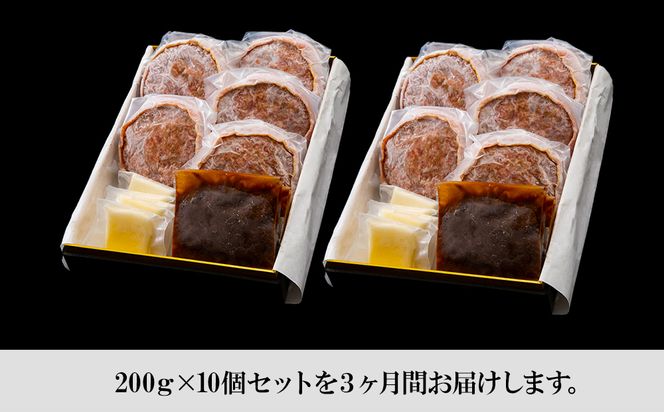 定期便3カ月 お楽しみ 白老牛 Ｗチーズ ハンバーグ セット 10個 モッツァレラ 特製ソース ベーコン 手造り BY091