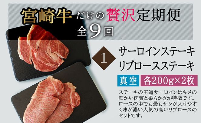 ＜定期便・全9回(連続)＞宮崎牛定期便食べ比べ贅の極み(9カ月コース)牛肉 お肉 黒毛和牛 焼肉 ステーキ すき焼き しゃぶしゃぶ スライス サーロイン リブロース モモ ウデ バラ 肩ロース クラシタ イチボ ヒレ ラム 国産 詰め合わせ 冷凍【AP-18】【日向屋】