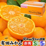 ブランド有田みかん【Ｓサイズ】秀品 5kg／産地直送／薄皮で甘い美味しい和歌山県産／紀伊国屋文左衛門本舗     EH002