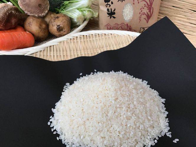 KBE-19　【栽培期間農薬不使用】お米と野菜セット3ヶ月定期便
