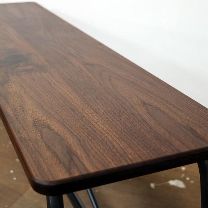 【艶消しクリア】高級ブラックウォルナット無垢材のアイアンベンチ Z103