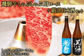 6-3　飛騨牛 しゃぶしゃぶ用ロース1㎏（500g×2）　+　厳選日本酒720ml×2本【0026-051】