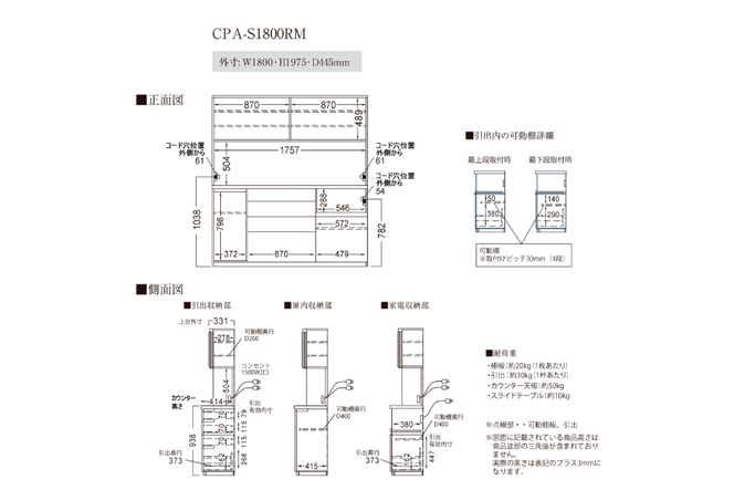 キッチンボードCPA-S1800RM [No.874]