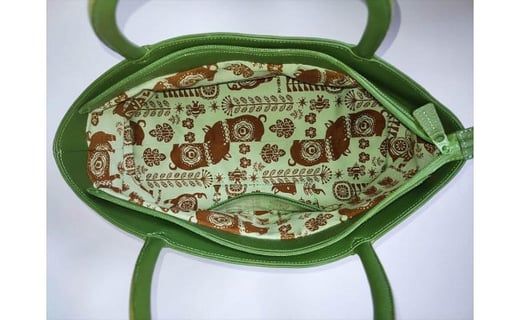 「鞄工房　香」横長トートバック　グリーン FAA3034