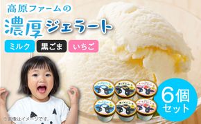 【2025年12月～発送】【濃厚ミルク】ジェラート ミルク2個 黒ゴマ2個 いちご2個 計6個入り / アイスクリーム スイーツ / 南島原市 / 高原ファーム[SFP003]