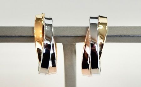 Pt900/K18YG/PG 3カラー コンビ 地金 フープピアス 保証書付 KO-0010 SWAD004