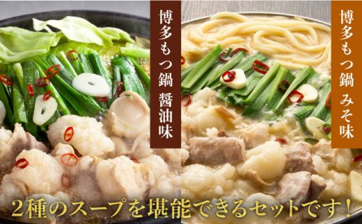 博多の味本舗 厳選国産牛もつ鍋 食べ比べ(味噌味・醤油味)《築上町》【博多の味本舗】[ABCY008]