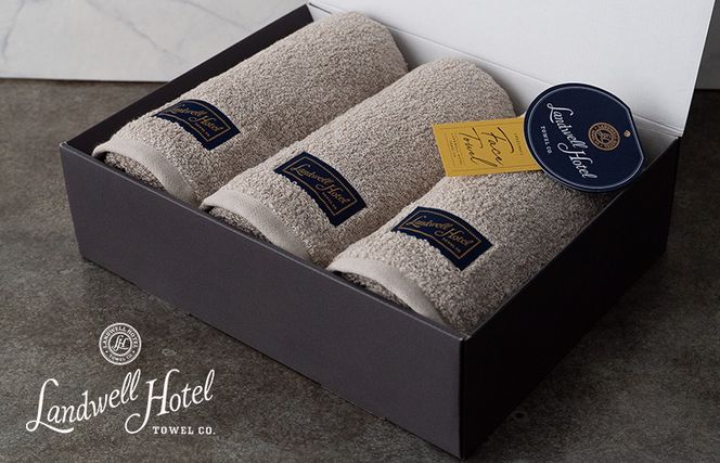 G2626 【TVで紹介！】Landwell Hotel フェイスタオル 3枚 グレー ギフト 贈り物【泉州タオル 国産 吸水 普段使い 無地 シンプル 日用品 家族 ファミリー】