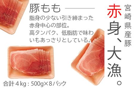 ＜宮崎県産豚ももスライス4kg＞3か月以内に順次出荷【c440_tf_x3】