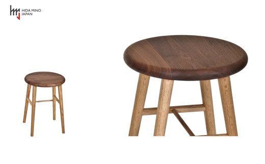 D77-01 スツール/サイドテーブル【オーク材+ウォルナット材】JCW73024X ONO+W