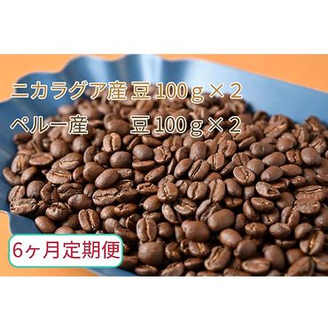 C-38【6ヶ月定期便】カフェ・フランドル厳選　コーヒー豆　ニカラグア産(100g×2)ペルー産(100g×2)
