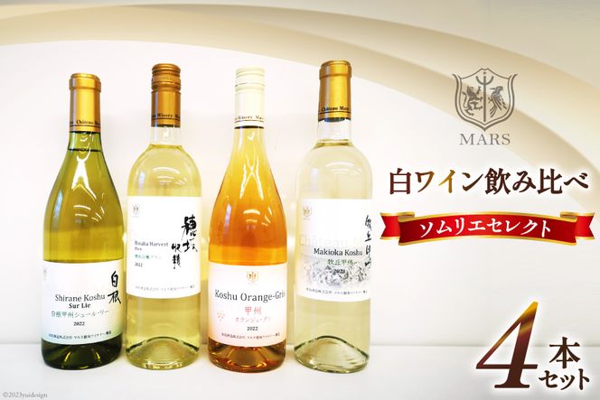 ワイン 飲み比べ ソムリエセレクト 白ワイン 4本セット [本坊酒造 マルス穂坂ワイナリー 山梨県 韮崎市 20742610] ワインセット 白 シャトーマルス 辛口 お酒