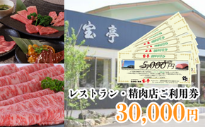 【M-362】宝牧場直営　宝亭本店　レストラン・精肉店　ご利用券 30,000円［高島屋選定品］