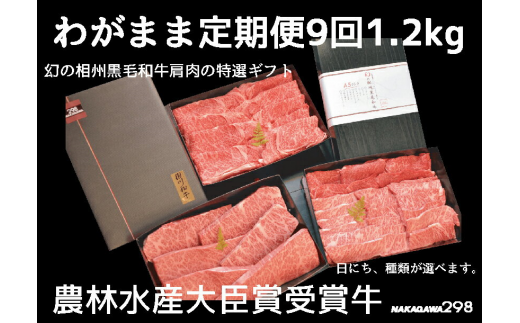 39-1444　わがまま定期便　 幻の相州黒毛和牛肩肉 1.2kg 年に9回お届け！