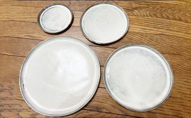 上野焼香春徹山窯】洋皿（大皿1枚 中皿1枚 小皿1枚 豆皿1枚）計4枚